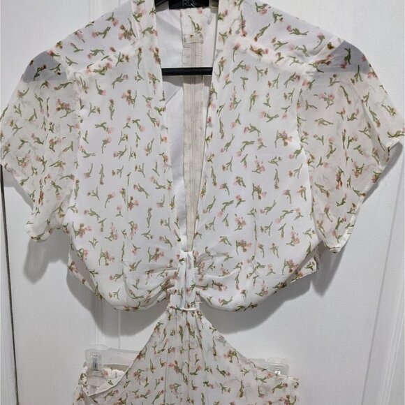 Rdi | Floral Print Waist Cutout Midi Dress - Picture 5 of 14